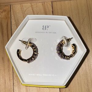 BP Purple Ice Crystal and Gold Hoop Earrings